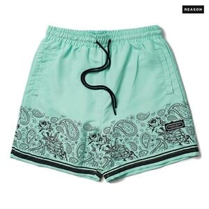 Reason Men's Aqua Paisley Swim Trunks